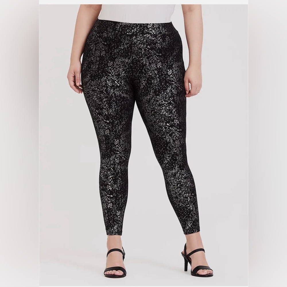 Torrid PREMIUM LEGGING - METALLIC SPLATTER BLACK, FULL LENGTH, HIGH WAIST